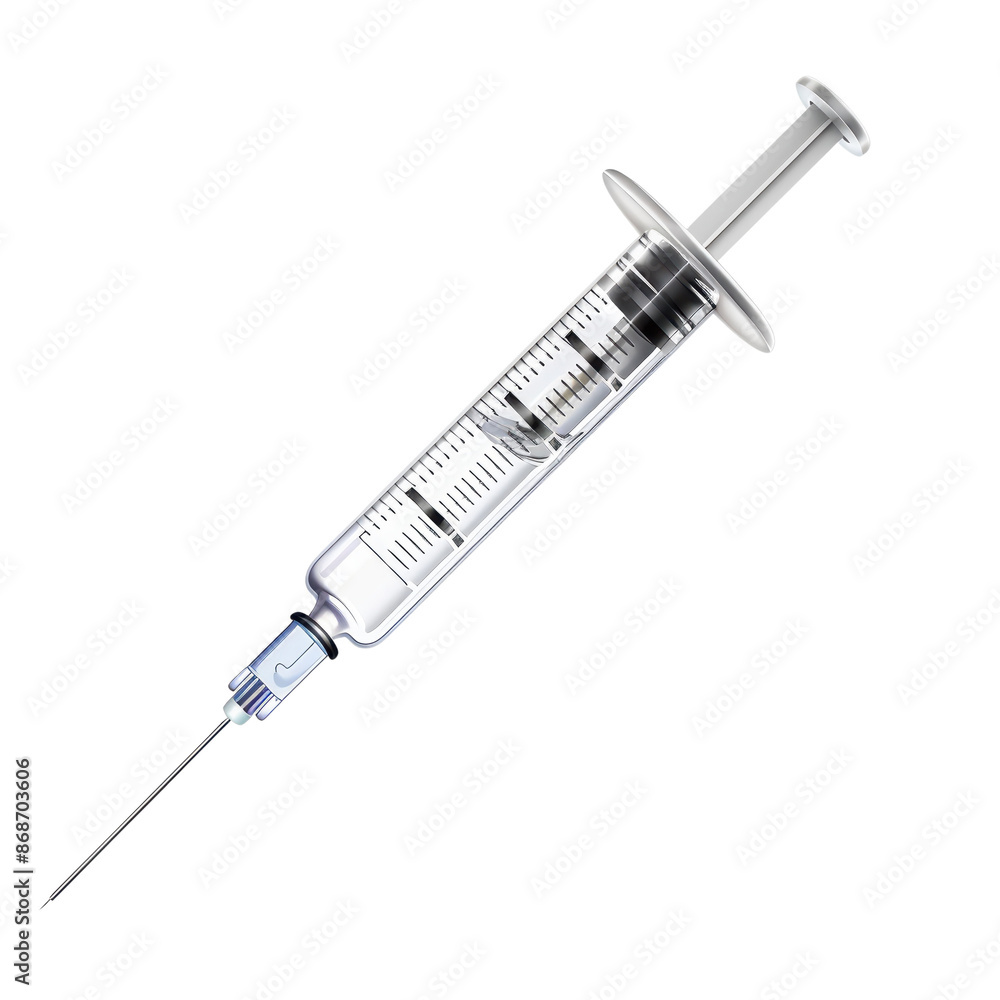 Detailed image of a medical syringe used for injections, vaccinations, and medication administration in healthcare settings. Detailed image of a medical syringe used for injections, vaccinations, and medication administration in healthcare settings.