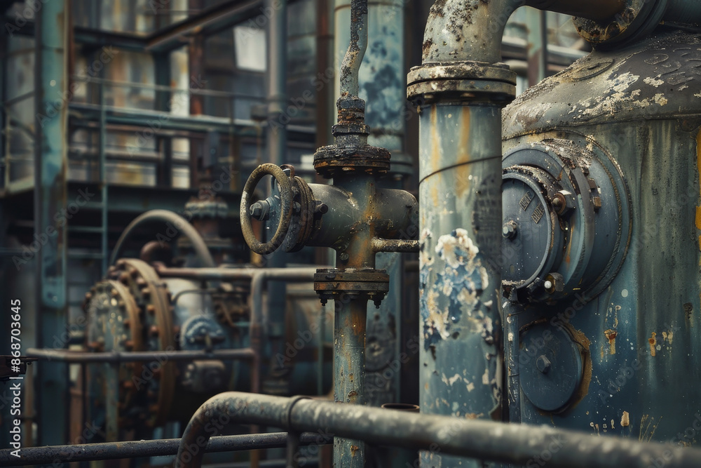 A rusty pipe with a valve on it A rusty pipe with a valve on it