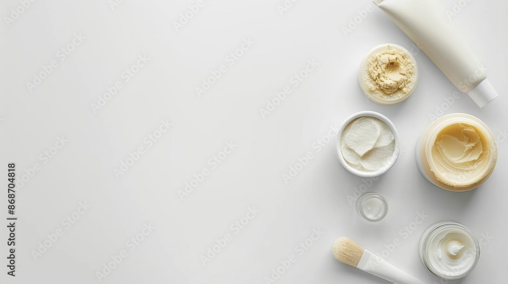 Skincare Products Arranged on White Surface Skincare Products Arranged on White Surface