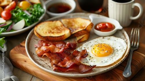 Wallpaper Mural Start your day off right with a delicious morning meal. Enjoy the classic combination of two fluffy eggs, crispy bacon, toasted bread, and a warm, invigorating cup of coffee. Torontodigital.ca