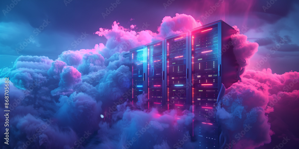 Obraz premium 3D rendering of Cloud computing, network, technology concept
