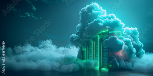 3D rendering of Cloud computing, network, technology concept