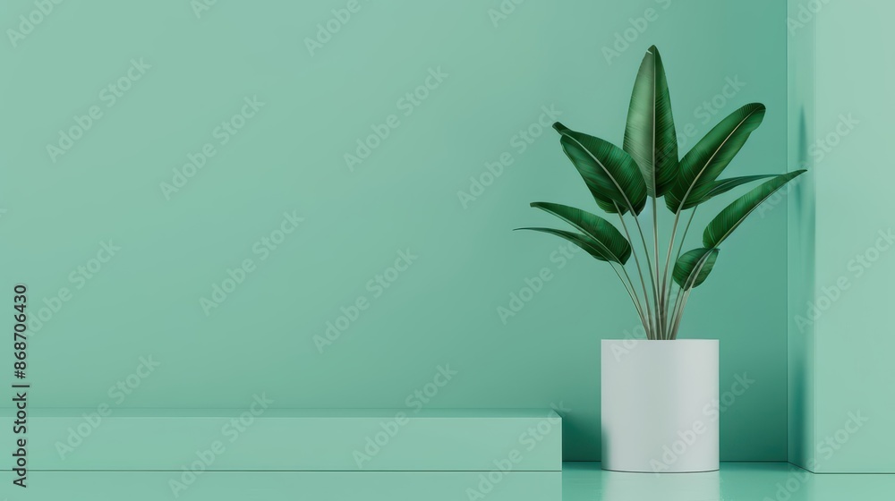 Abstract depiction of a disrupted plant with futuristic, geometric shapes and a clean design with copy space Abstract depiction of a disrupted plant with futuristic, geometric shapes and a clean design with copy space