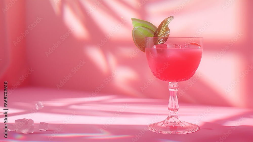 Pink Daiquiri Alcoholic Summer Cocktail on a Modern Pink Surface Pink Daiquiri Alcoholic Summer Cocktail on a Modern Pink Surface