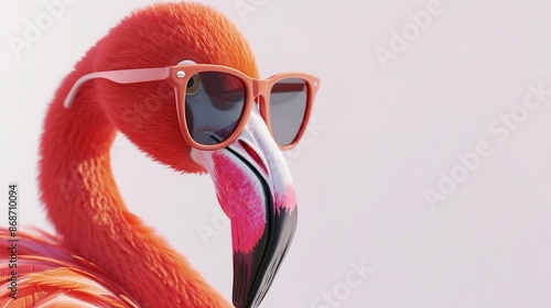 Pink Flamingo Wearing Summer Sunglasses: Summer Background