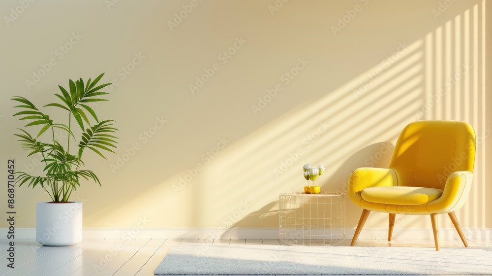 A chic and contemporary living room decorated in shades of gold, with minimalist furniture and decor creating a sleek and sophisticated atmosphere. Ideal for projects that require a touch of luxury. A chic and contemporary living room decorated in shades of gold, with minimalist furniture and decor creating a sleek and sophisticated atmosphere. Ideal for projects that require a touch of luxury.