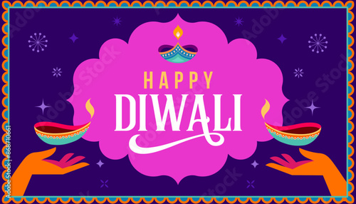 Diwali festival poster, Diwali Sale banner, Diwali background design with lights, peacock, lanterns, candles and flowers