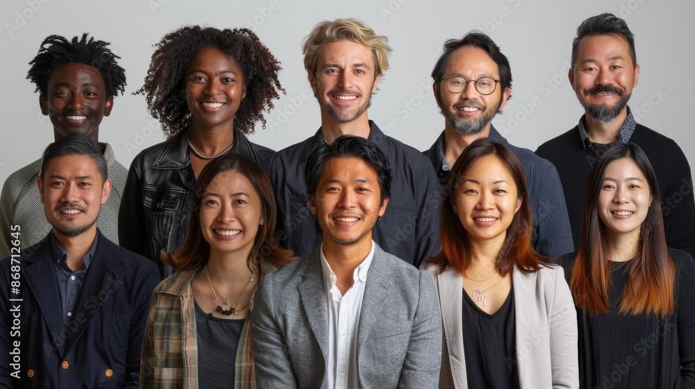 Many Headshots of a smiling men and women on a white background looking at the camera, Generative AI Many Headshots of a smiling men and women on a white background looking at the camera, Generative AI