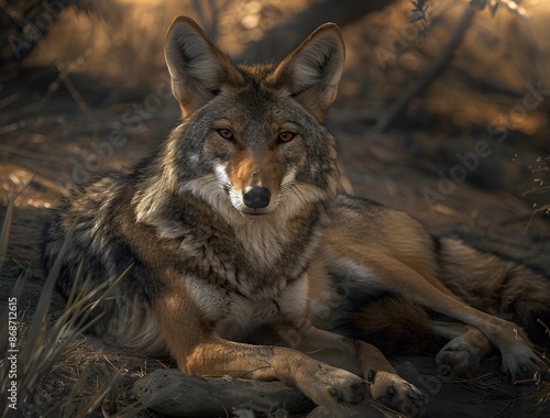 Coyote Portrait in Woodland Habitat © MD