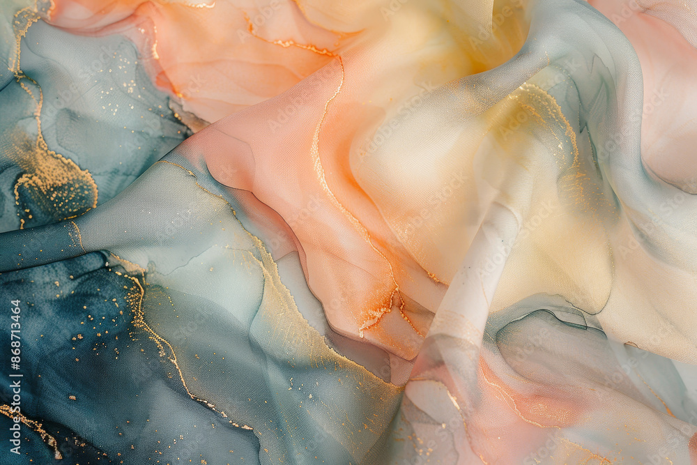 A piece of fabric with a blue and pink swirl pattern A piece of fabric with a blue and pink swirl pattern