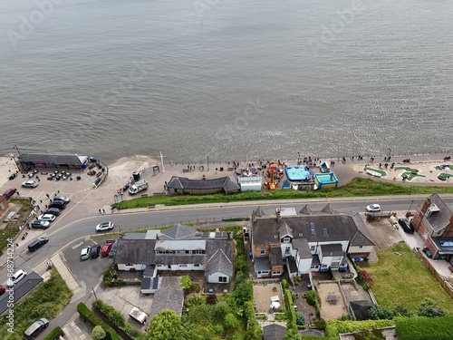 aerial view of Filey bay. British seaside town. North Yorkshire photo