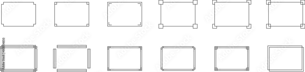 Monochrome simple horizontal frame set vector. Monochrome simple horizontal frame set vector.