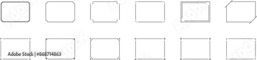 Monochrome simple horizontal frame set vector.