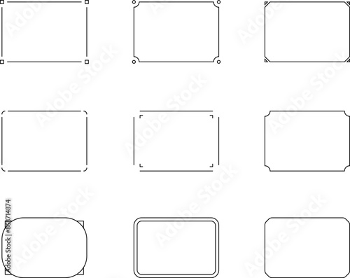 Monochrome simple horizontal frame set vector.