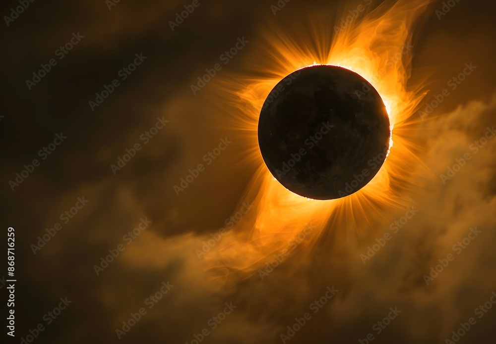 Naklejka premium Mars Silhouette During Total Solar Eclipse