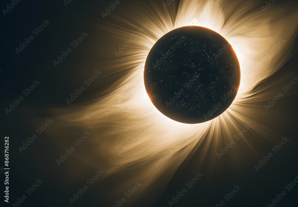 Naklejka premium Total Solar Eclipse with Mars Silhouette