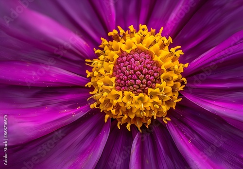 Close-Up Macro Photography of a Vibrant Magenta Cosmos Flower