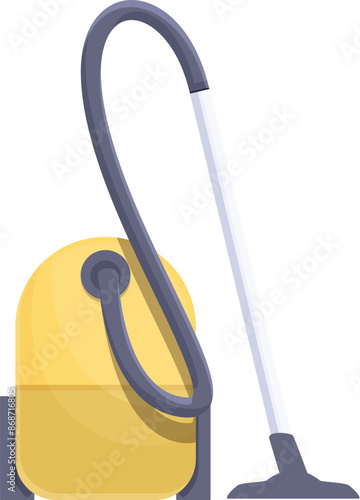 Vacuum cleaner standing upright, ready to help with household cleaning and chores