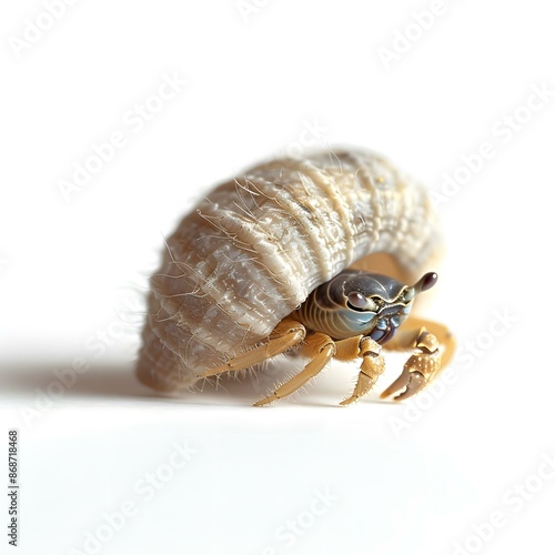 A hairy hermit crab on a white background photo