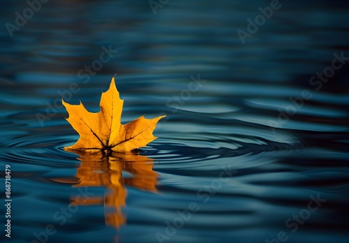 Autumn Maple Leaf Floating On Water © MD