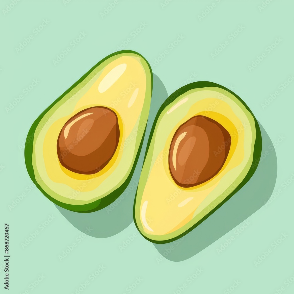 Avocado halves, ripe and fresh, flat design illustration Avocado halves, ripe and fresh, flat design illustration