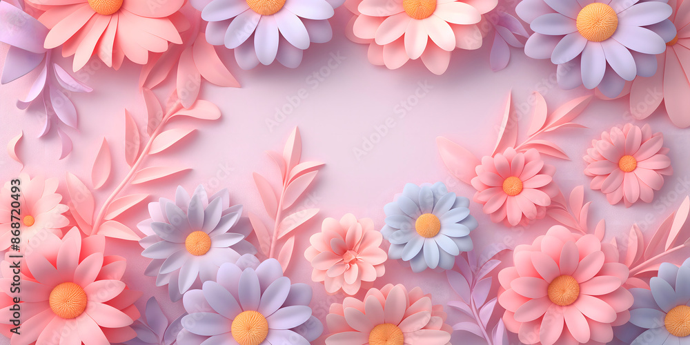 Pastel daisy wonderland: intricate floral composition in light pink and lavender, perfect for wedding programs, bridal shower themes, and elegant blog post headers with a touch of romance Pastel daisy wonderland: intricate floral composition in light pink and lavender, perfect for wedding programs, bridal shower themes, and elegant blog post headers with a touch of romance