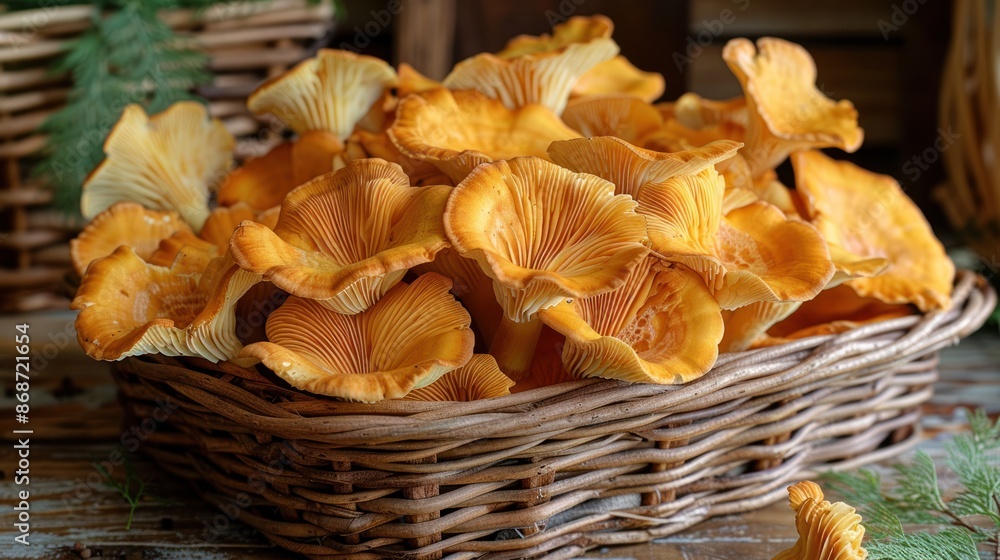 Chanterelles in a Wicker Basket Chanterelles in a Wicker Basket