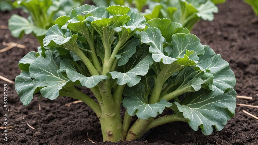 Naklejka premium Fresh Green Broccoli Garden Harvest