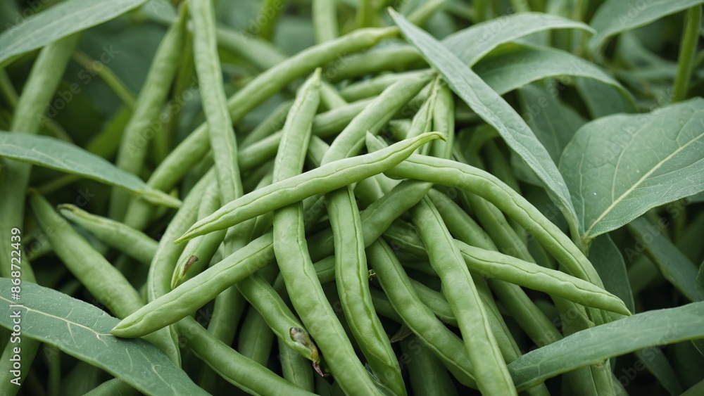 Lush Green Bean Harvest in the Garden Lush Green Bean Harvest in the Garden