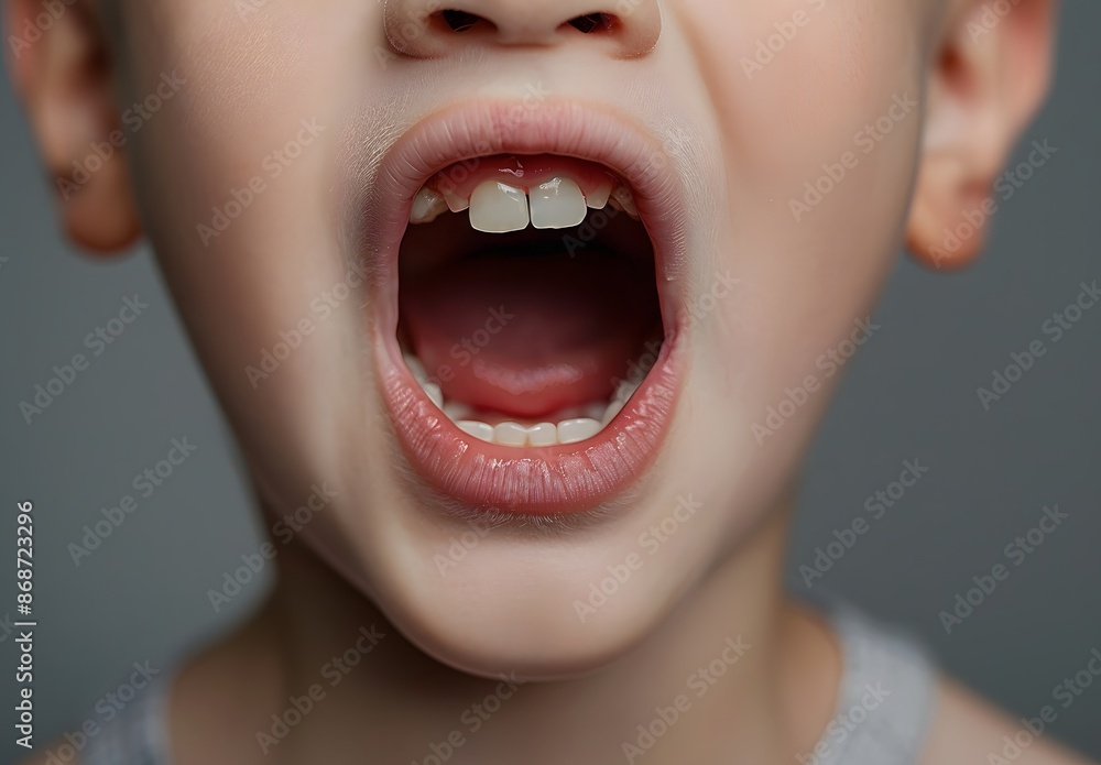 Close-up Portrait of a Boy Showing Missing Front Teeth Close-up Portrait of a Boy Showing Missing Front Teeth