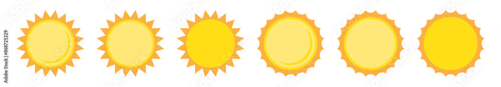 Sun icon in flat style, simple yellow sun. Sun icon in flat style, simple yellow sun.