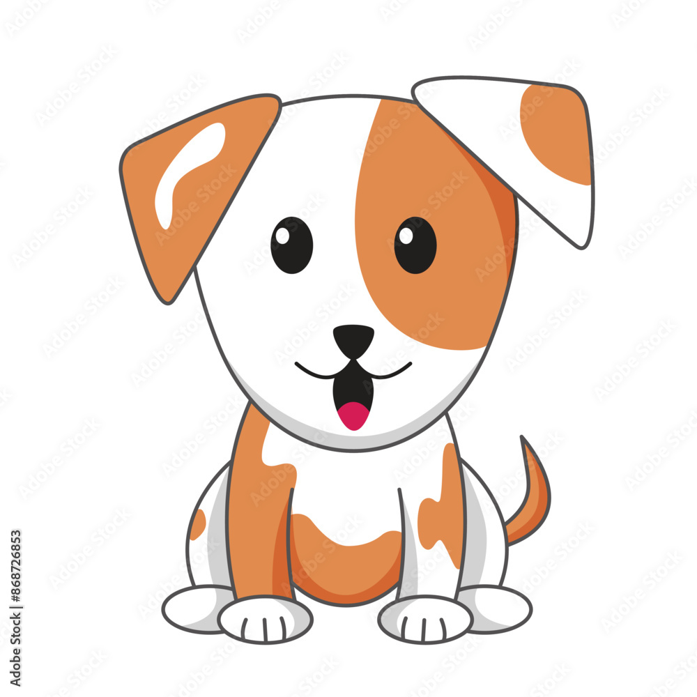 Obraz premium Little cute dog, puppy. Illustration in cartoon style for children. icon or logo for pet shops