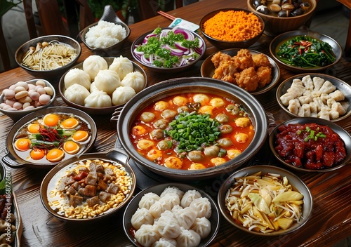 A table full of delicious Chinese food