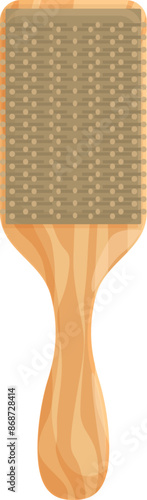 Wooden hairbrush with natural bristles lying on a white background