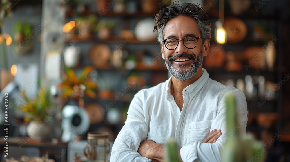 Portrait of a Smiling Man with Glasses and a Beard Portrait of a Smiling Man with Glasses and a Beard