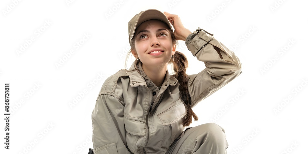 Thoughtful Young Woman in Jumpsuit Thoughtful Young Woman in Jumpsuit