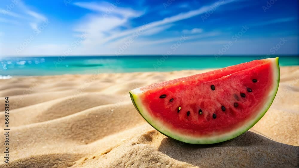 Watermelon on the background of a seascape Watermelon on the background of a seascape