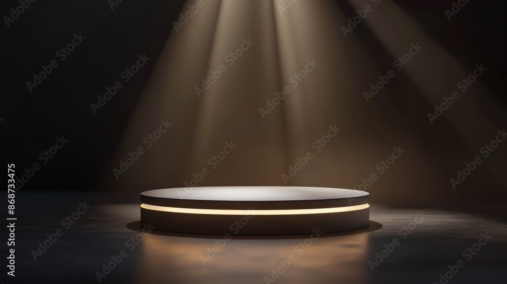 A circular podium bathed in warm light, creating a dramatic and elegant display space. Perfect for showcasing products or concepts. A circular podium bathed in warm light, creating a dramatic and elegant display space. Perfect for showcasing products or concepts.