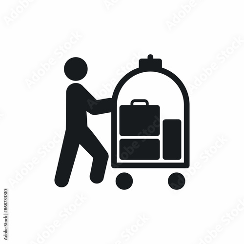 hotel luggage trolley bellman icon