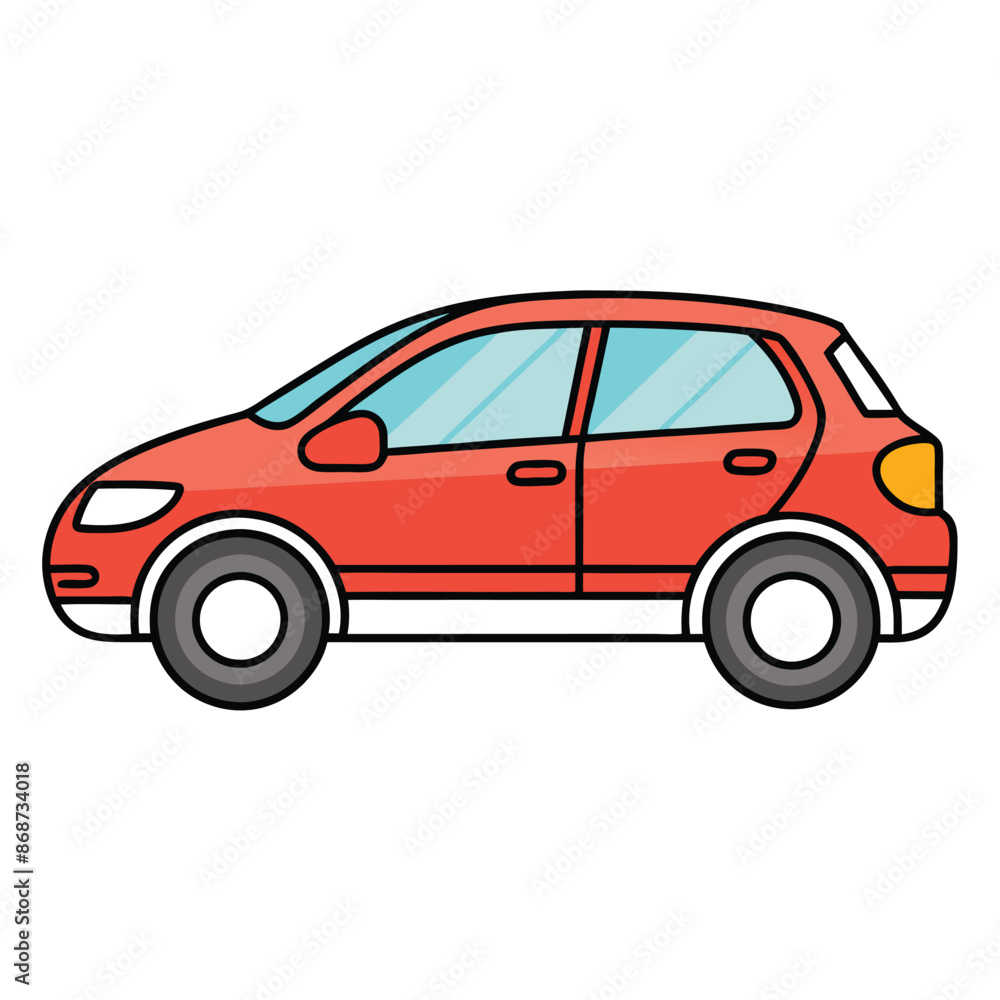 A colorful passenger car with a simple contour design A colorful passenger car with a simple contour design