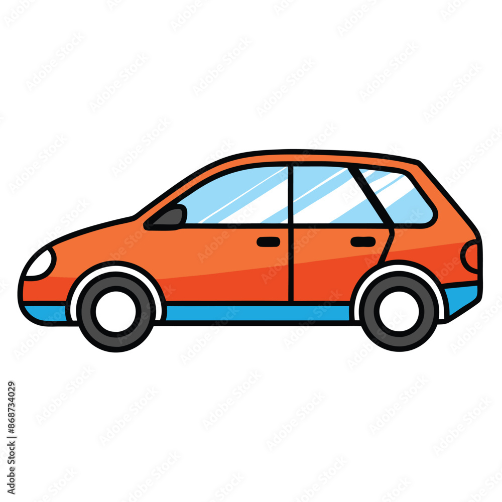 A colorful passenger car with a simple contour design A colorful passenger car with a simple contour design