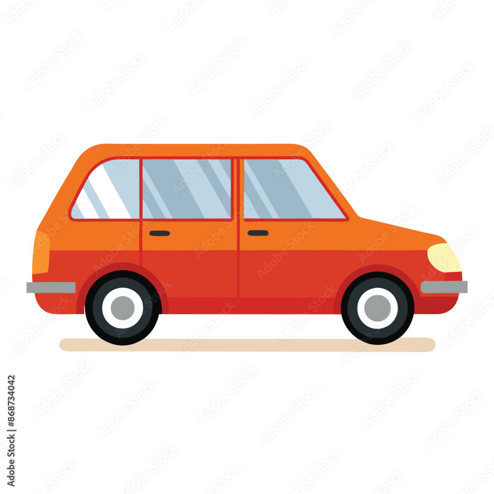 A colorful passenger car with a simple contour design A colorful passenger car with a simple contour design