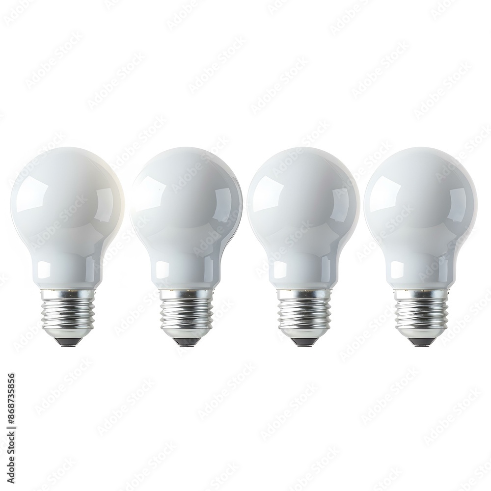 Four White Light Bulbs on White Background Four White Light Bulbs on White Background
