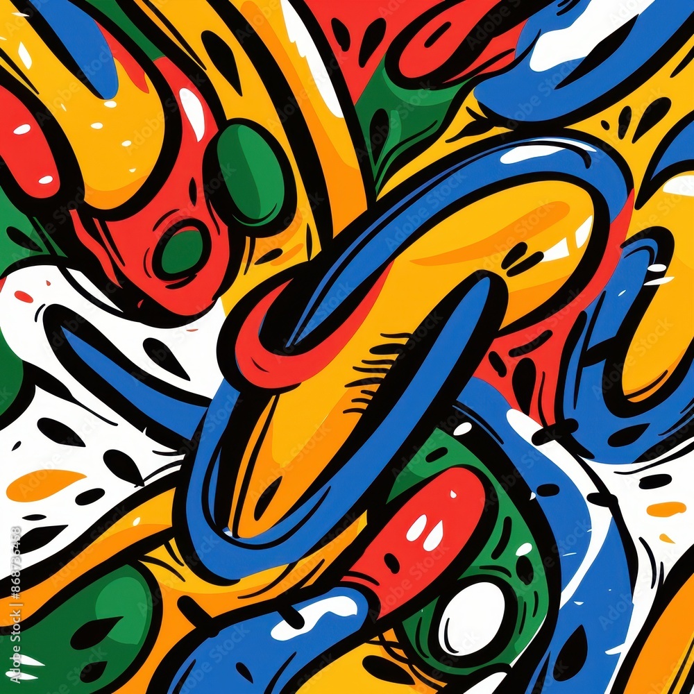 Vibrant abstract painting with bold colors and swirling shapes, creating a dynamic and energetic visual composition. Vibrant abstract painting with bold colors and swirling shapes, creating a dynamic and energetic visual composition.