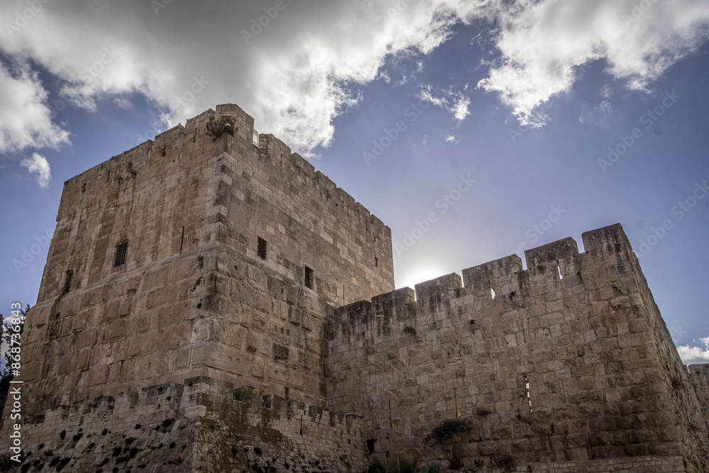 The Tower of The Tower of David, Biblical heritage and local landmark in the Old City of Jerusalem, Israel. David, Biblical heritage and local landmark in the Old City of Jerusalem, Israel. High The Tower of The Tower of David, Biblical heritage and local landmark in the Old City of Jerusalem, Israel. David, Biblical heritage and local landmark in the Old City of Jerusalem, Israel. High