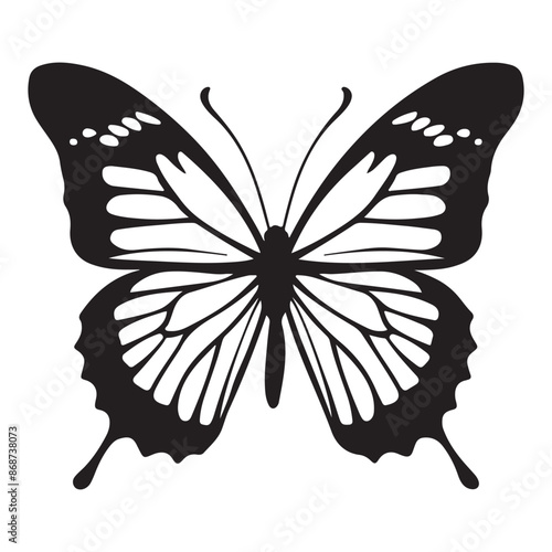 Silhouette butterfly. vector style illustration with white background.