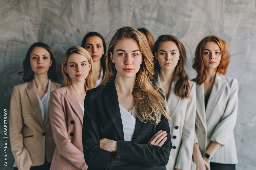 High quality portrait of a successful businesswoman leading her team in a professional setting High quality portrait of a successful businesswoman leading her team in a professional setting