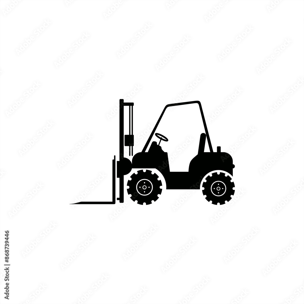 stamp silhouette illustration of a forklift truck for icon or logo stamp silhouette illustration of a forklift truck for icon or logo