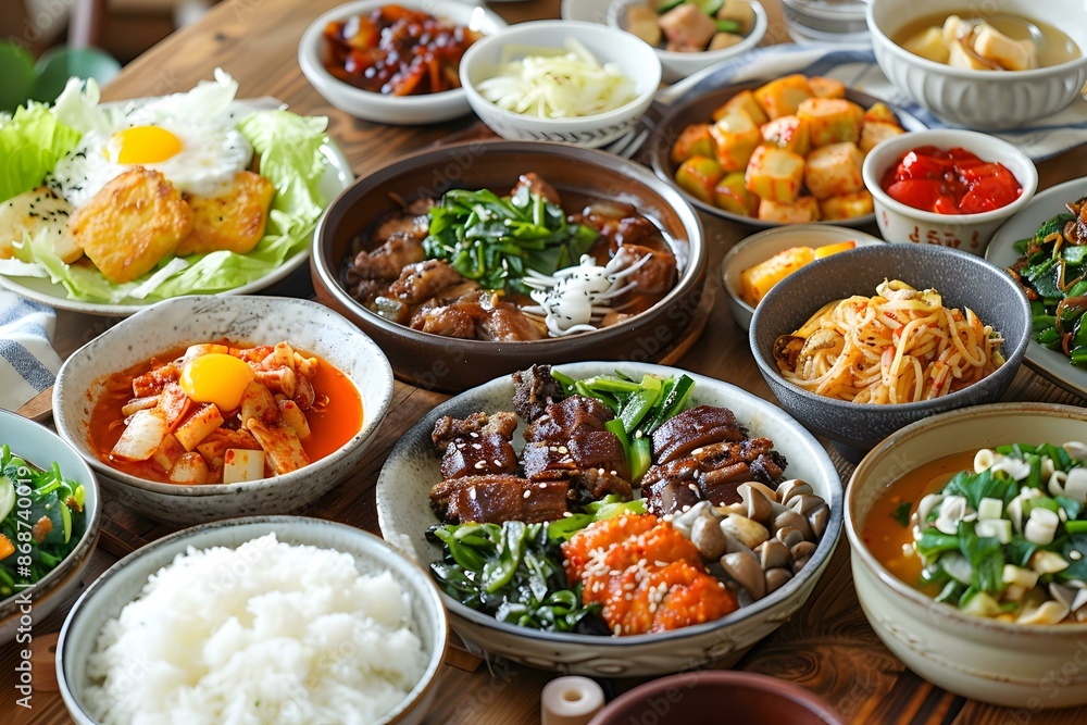 Korean Food on a Table Korean Food on a Table