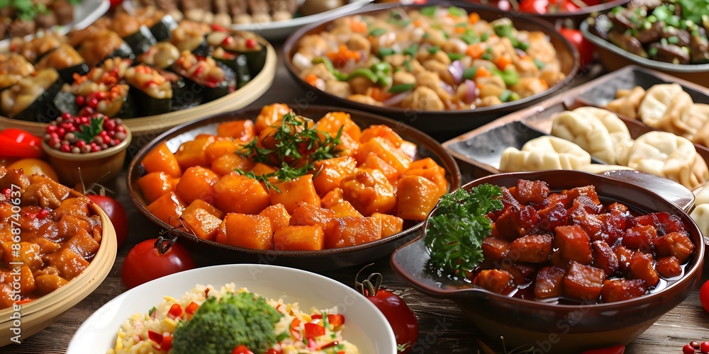 A table full of delicious Chinese food A table full of delicious Chinese food